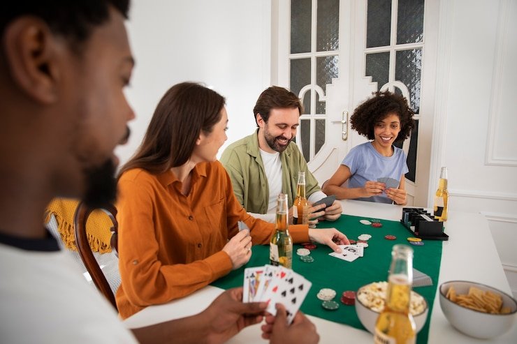 warungplay link Teen Patti live dealer table with three card hands displayed